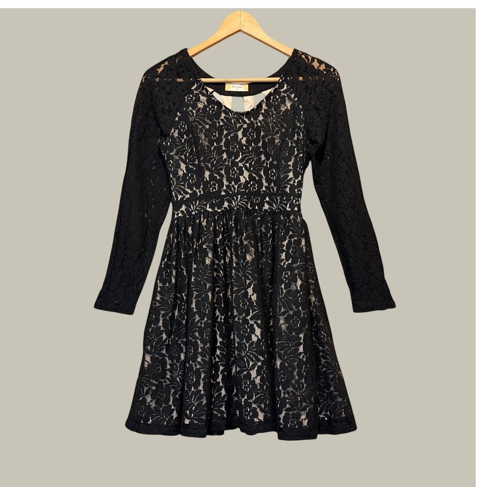 Altar'd State Lace Dress Women XS Black Lace Open Back Fit Flare Coquette Goth